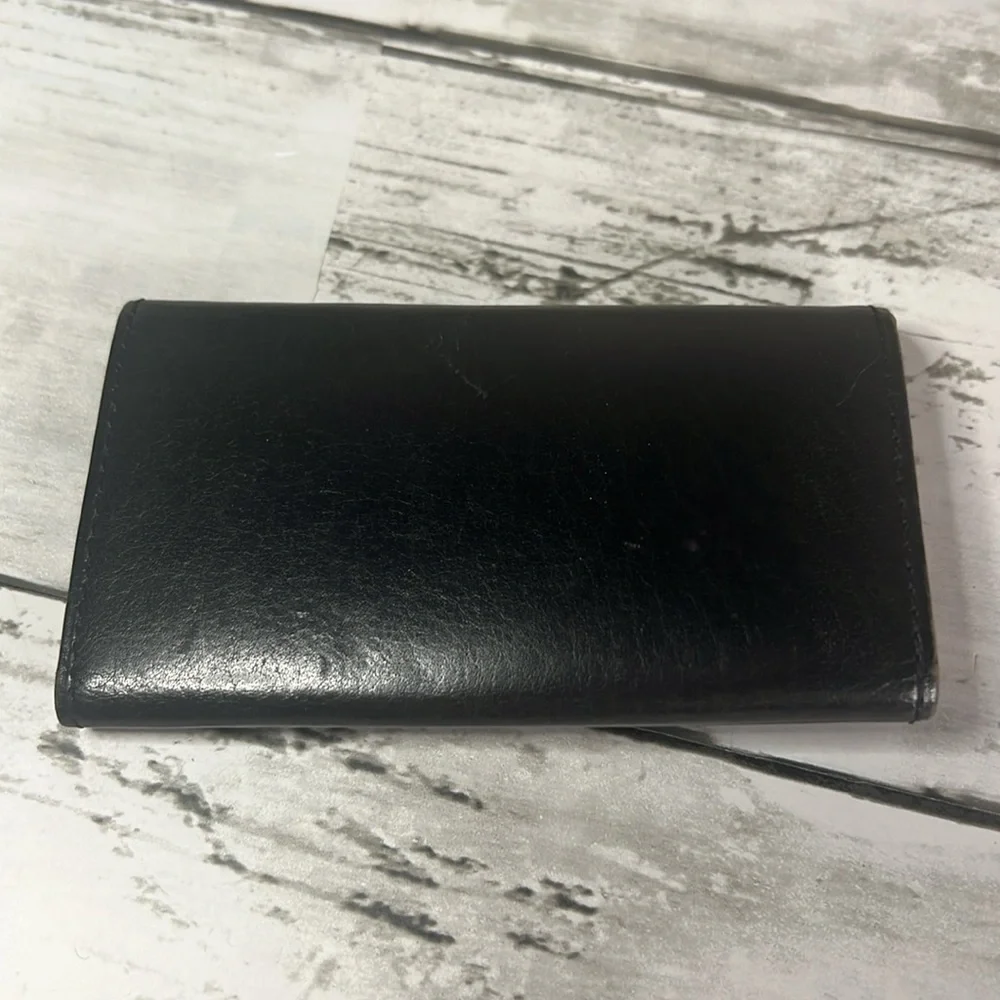 Valentino Garavani Black Leather Key Holder Wallet Case